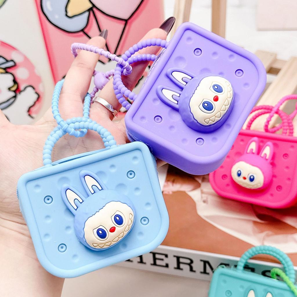 Labubu coin purse for girls small gift cute cartoon detachable doll small square bag pendant CLE