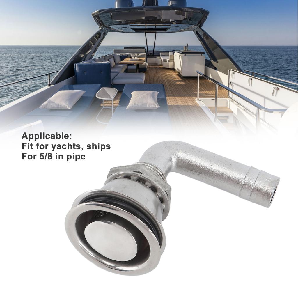 Marine Fuel Tank Vent Thru Hull 90 Degree Stainless Steel Fuel Tank Vent for Yachts Ships Accessories 5/8 In Pipe
