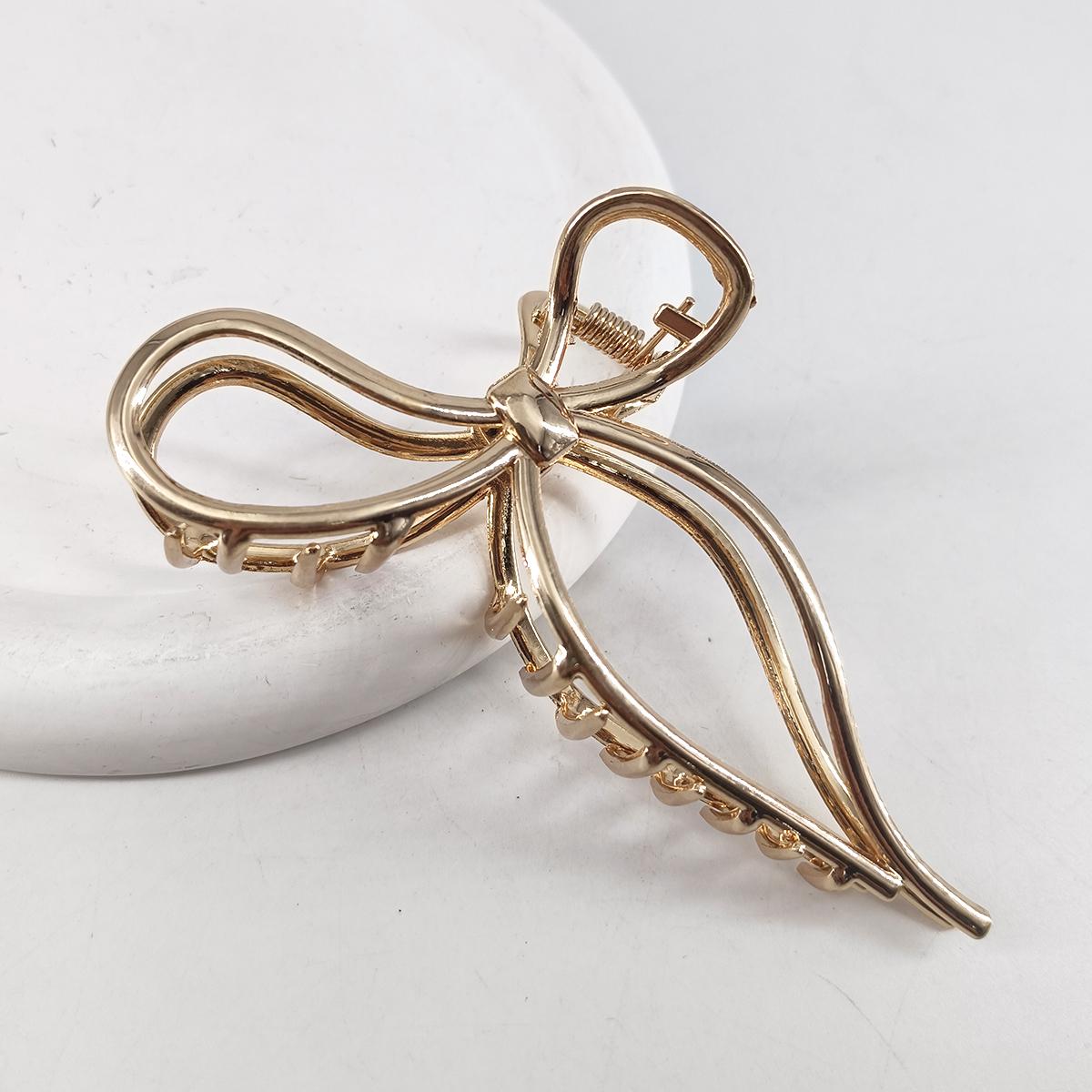 

11.5cm Three-Dimensional Line Sweet Bow Large Hair Claw Metal Shark Clip For Woman Hair Accessories