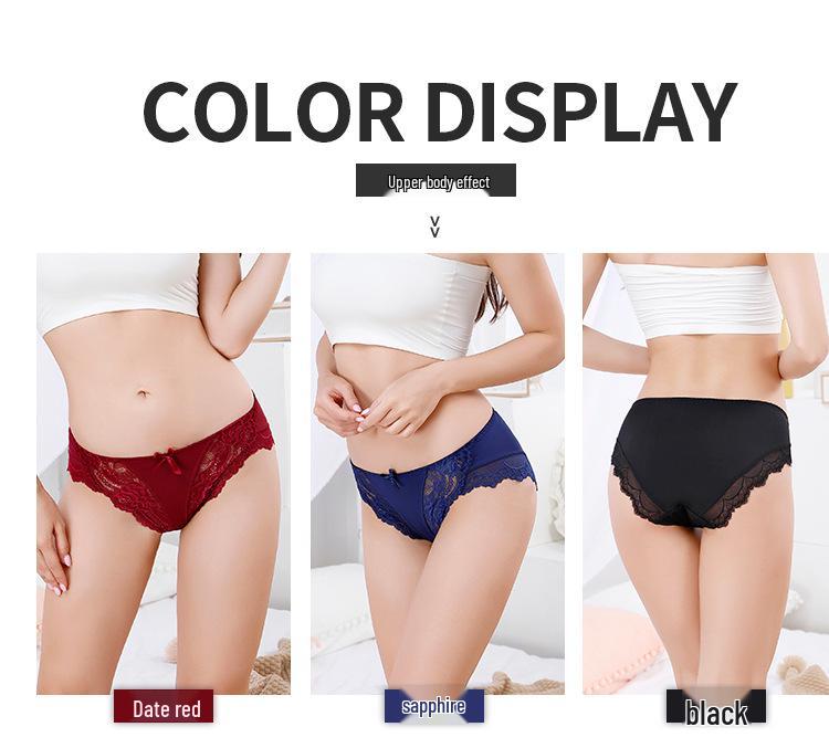 European & American Low-Rise Lace Ice Silk Panties - Women's Sexy Underwear with Cotton Crotch