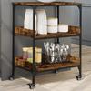 VidaXL Kitchen Trolley, Shelf with Wheels, Service Cart, Indoor Living Room Bathroom Storage Furniture, Oak 842403