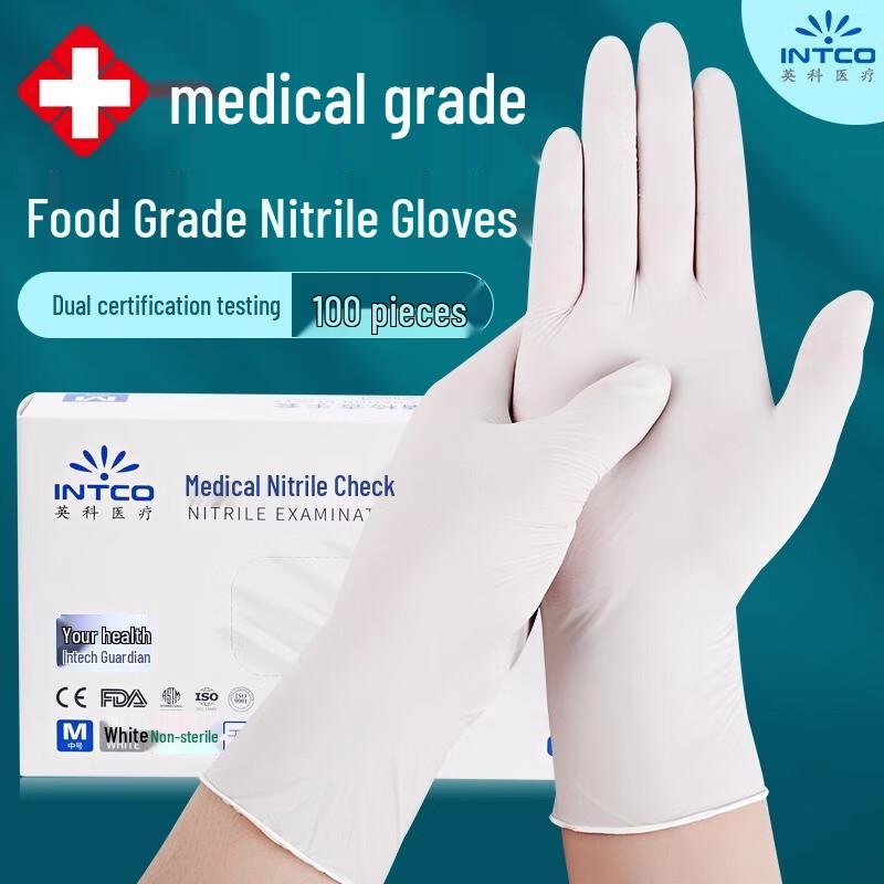 INCO Durable Medical Disposable White Nitrile Gloves