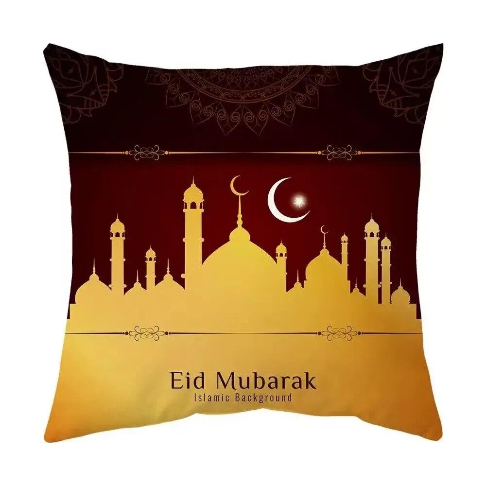 2024 Eid Mubarak Pillowcase Short Plush Comfortable Cushion Cover Islamic Ramadan Decorative Mosque Muslim Pillowcase Gift