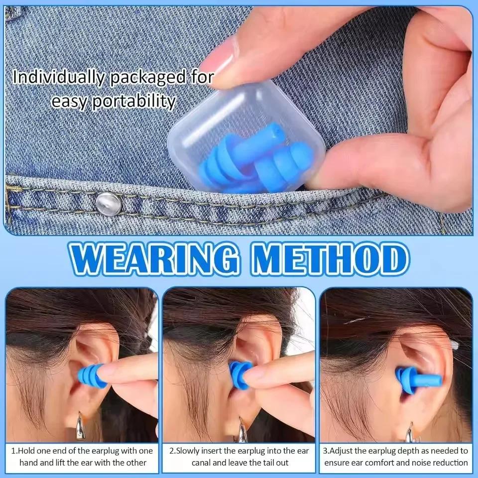 Waterproof Silicone Ear Plugs Noise Cancelling Sleeping & Swimming Earplugs Reusable Comfortable Hearing Protection Earplug