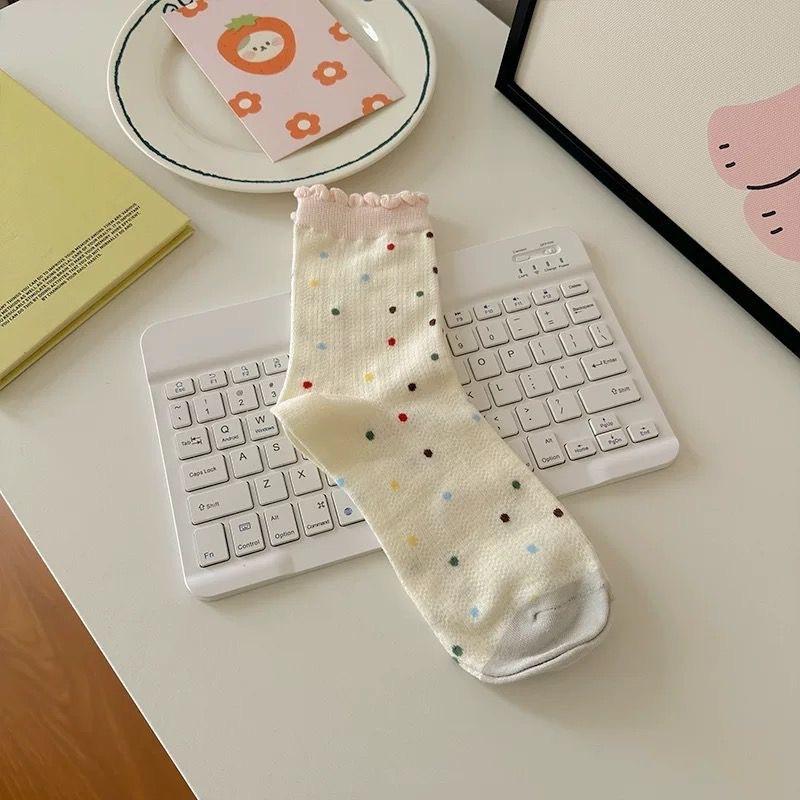 

Женские весенне-летние тонкие носки с милым бантом и кружевом, нежные носки-гольфы 1 pair