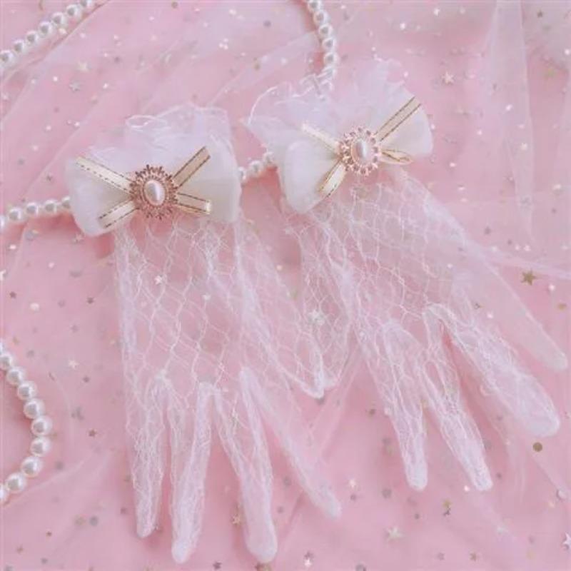Handmade Lolita Wedding Gloves Tea Party Lolita Gorgeous Elegant Summer Lace Sleeve Ornament