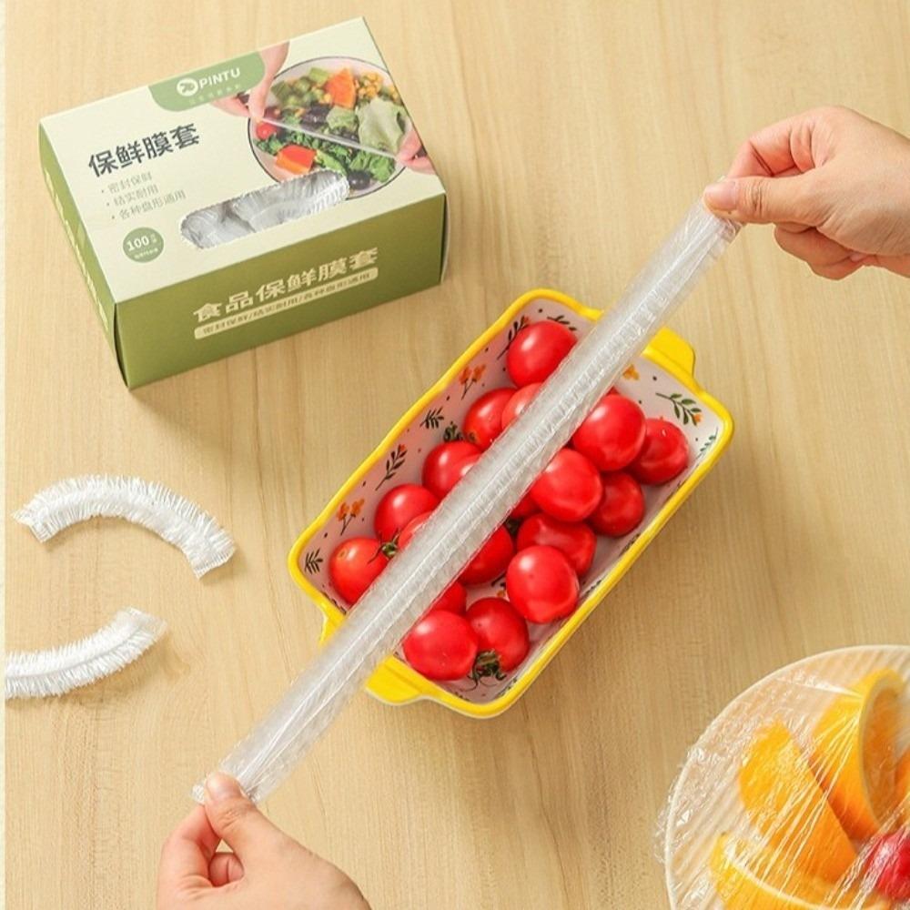 New Disposable Cling Film Cover Food-grade Elastic Mouth Plastic Wrap Fresh Keeping Thickened Food Cover Household Use
