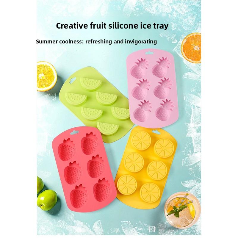 1pc Silicone Ice Mold Fruit Shape Easy Release Durable Tray For Jelly Yogurt Ice Cube Making Cute Household Kitchen Baking Tool