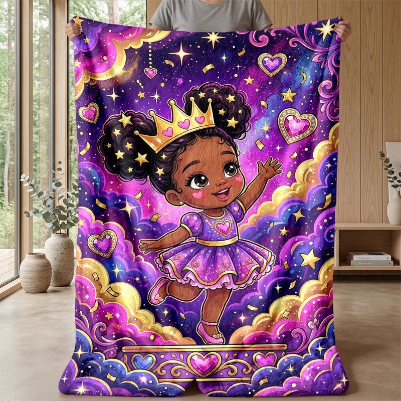Magical Princess Sparkle Theme blanket Lightweight Warm Flannel Blanket Decorative Throw Blanket for Home Decoration