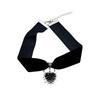 Gothic Winged Skull Heart Pendant Velvet Choker Necklace