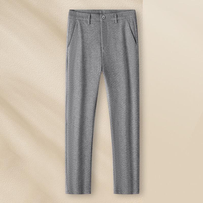 MONTAGUT Men's Thickened Wool Blend Business Casual Pants