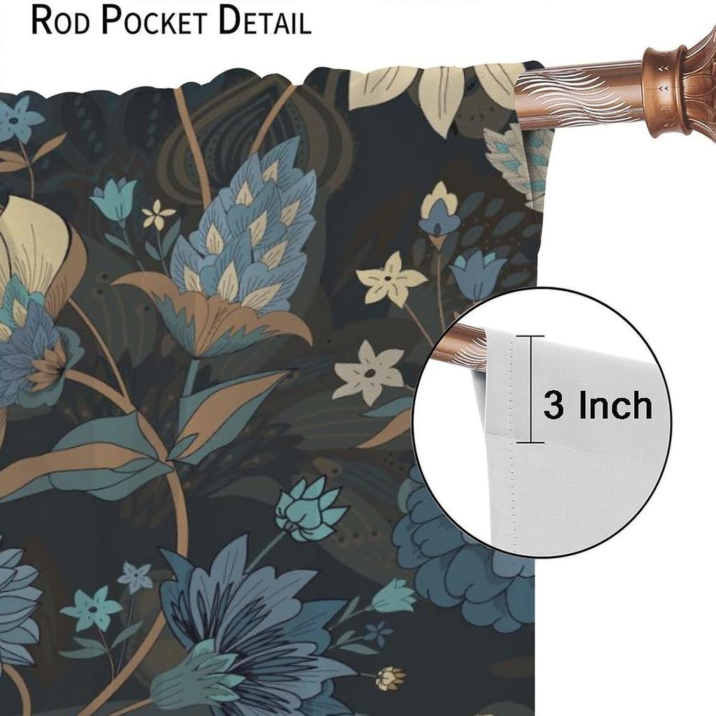 Boho Floral Curtains Watercolor Botanical Pattern Living Room Home Decoration Bedroom Curtain Darkening Polyester Ideal For Sitting