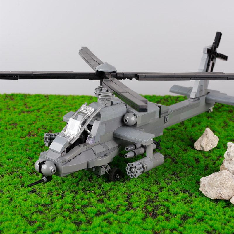 MOC AH-64 Aircraft Model Building Blocks Military Series US Apache Aircraft Collection Ornament Kids DIY Toy Boy Gift