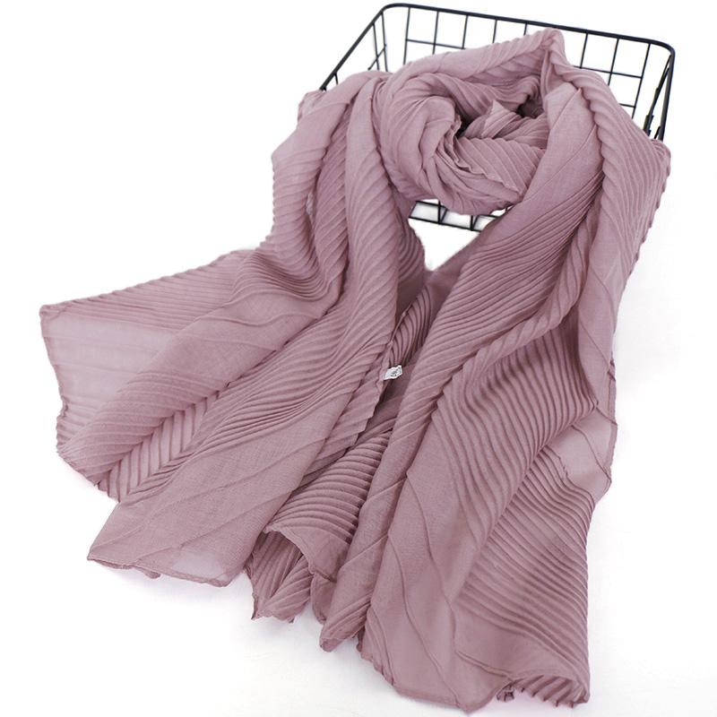 Fashion Cotton Crinkle Hijab Scarf Plain Shawls Muslim Scarves Headscarf Wraps Pashmina Solid Headband Turban Islamic Hijabs