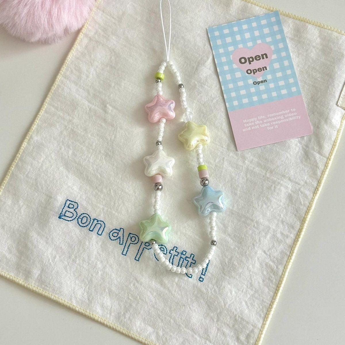 

Y2K Summer Starry Phone Charm Wrist Strap Handmade Beaded Cute Lanyard Keychain Pendant For iPhone 15