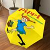 1 pièce Parapluie Pippi Longues-Chaussettes-8 baleines renforcées, Ouverture automatique, Léger et durable, Joli accessoire de mode pour l'extérieur, la plage ou un usage décontracté, Beac