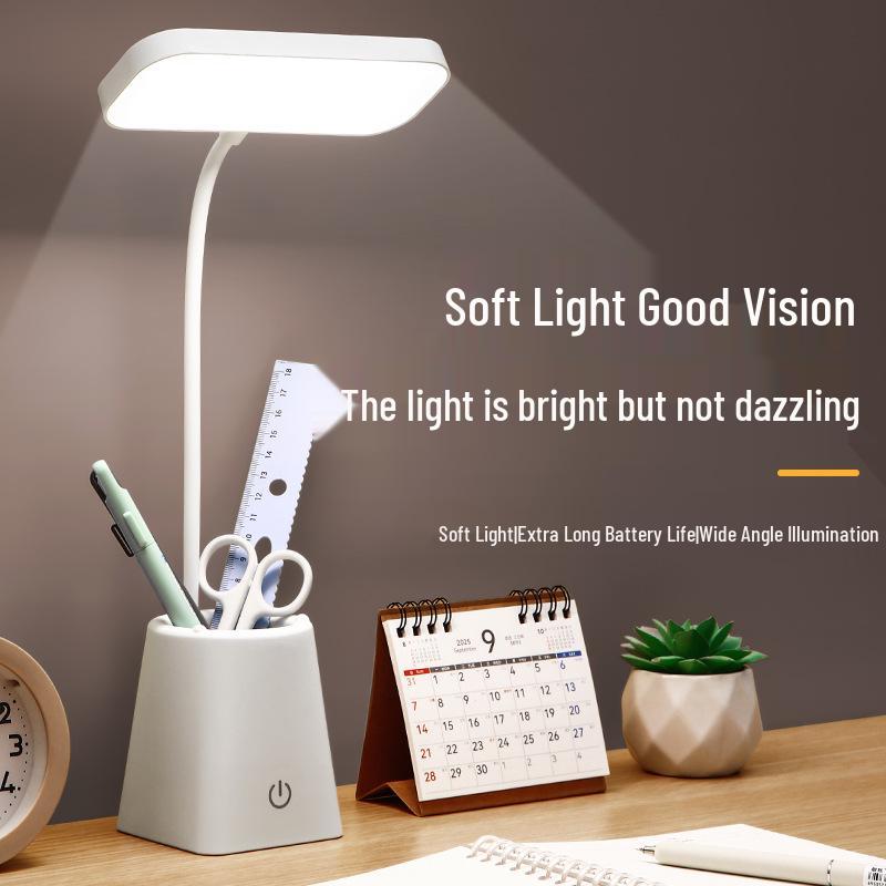 LED Desk Lamp with Pen Holder - Ideal for Reading, Studying, Dorms, and Bedside - Creative Gift Idea