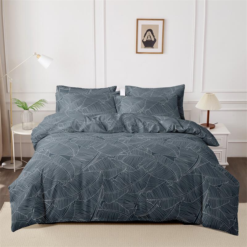 Kuup Bequemes Atmungsaktives Bettwäscheset Queen King Size Blumenmuster Flockierung Bettbezug Bettlaken Kissenbezug Bettwäscheset