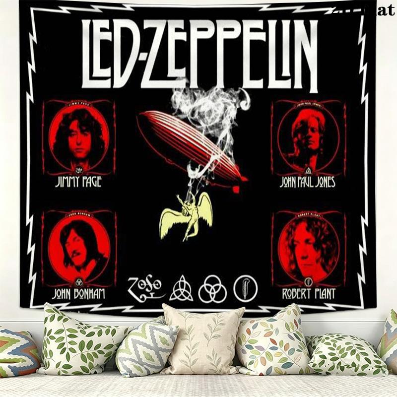 Led Zeppelin Wall Tapestry Aesthetic Wall Hanging Printed Fabric Blanket Decorative Tapestries for Bedroom Living Room Home Decor