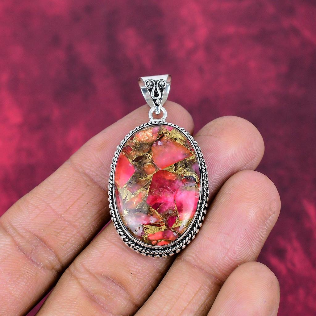 Rose Dahlia Copper turquoise Jewelry, 925 Solid Sterling Silver Pendant Handmade Gemstone Jewelry, Gifts For Wife Brand New Pendant