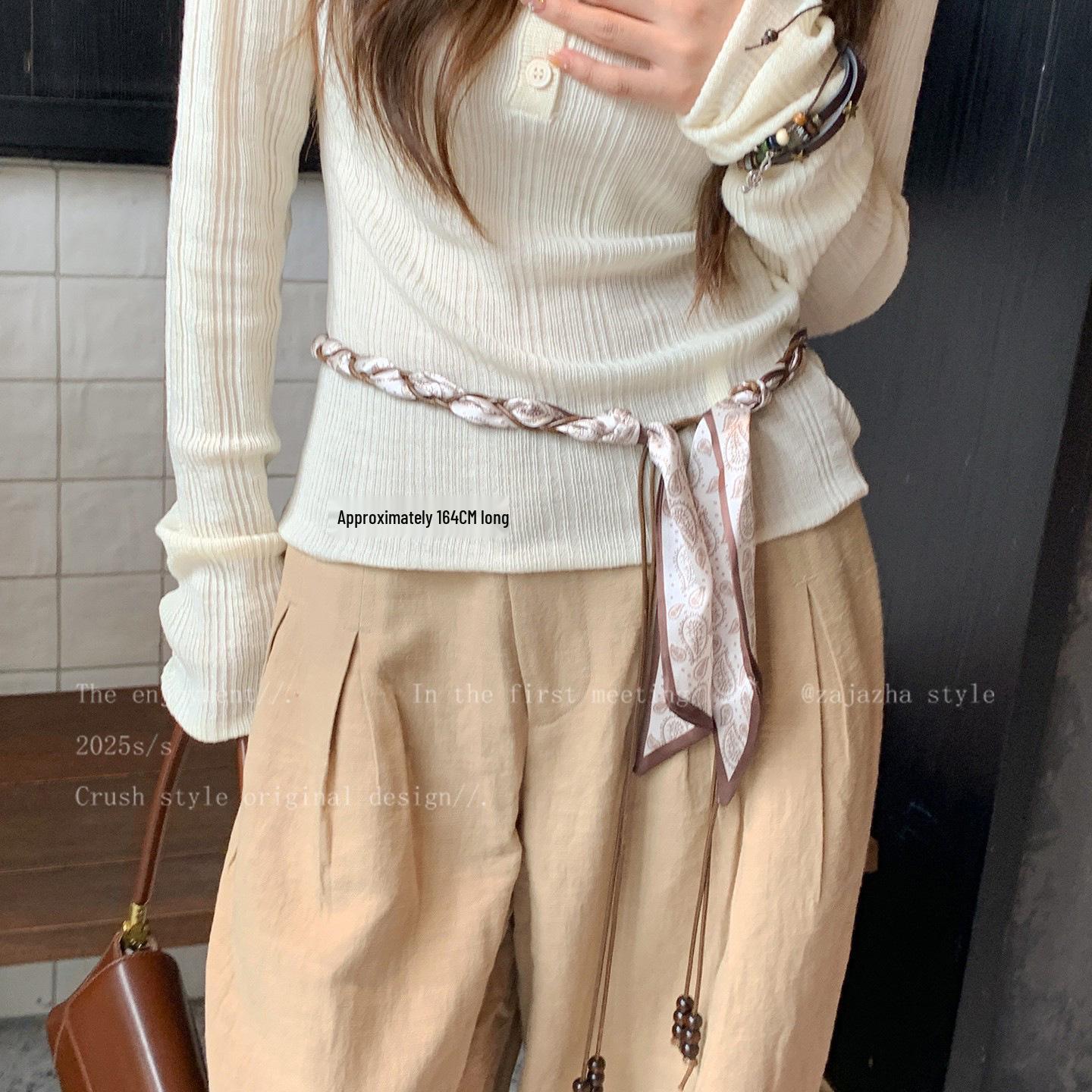 

Red Silk Scarf Belt - Women s Retro Hip-Hop/Punk Waist Chain Accessory for Jeans.