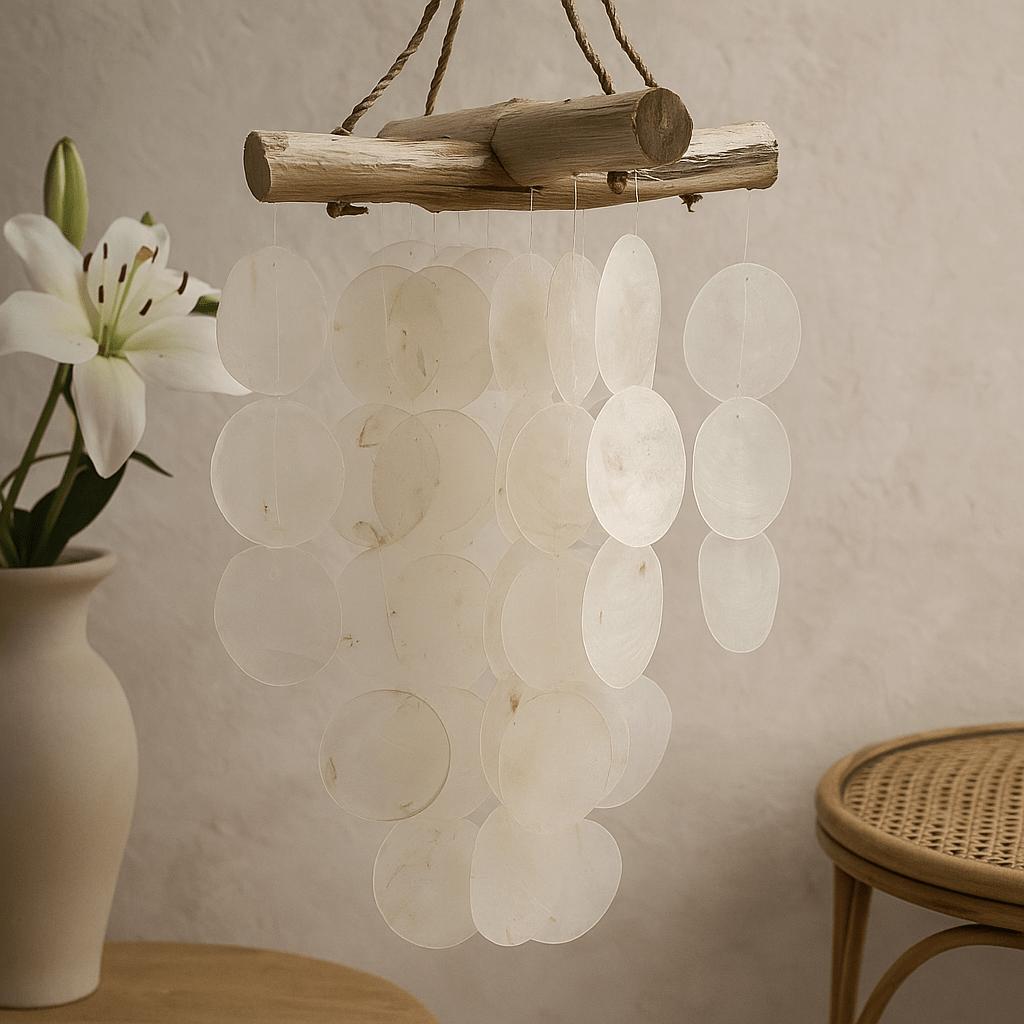 Shamtam Wind Chimes Pearl Effect Driftwood Cross