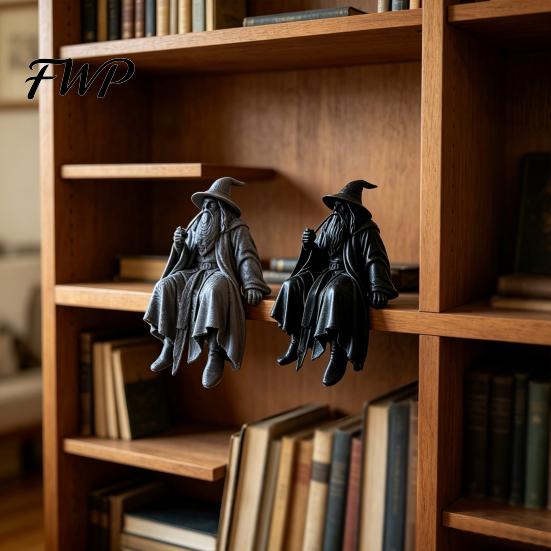 Adaptable Placement Wizard Statue 3D Printed Figurine, Small Shelf Sitter, Collectible Computer Desk Figure Desktop Ornament for Bookshelves,