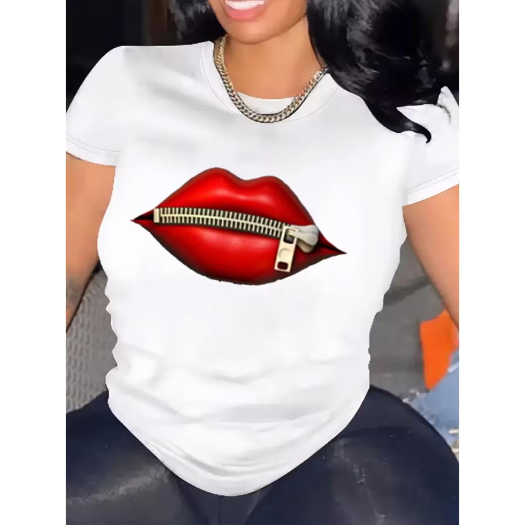 Women Casual Short Sleeve Tee Comfortable Crew Neck, Soft Adorable Printed T-shirt S