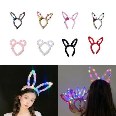 Glowing Rabbit Ear Headband New Year Eve Party Headbands Flashing Hairhoop Christmas Party Headdress Girls Party Props