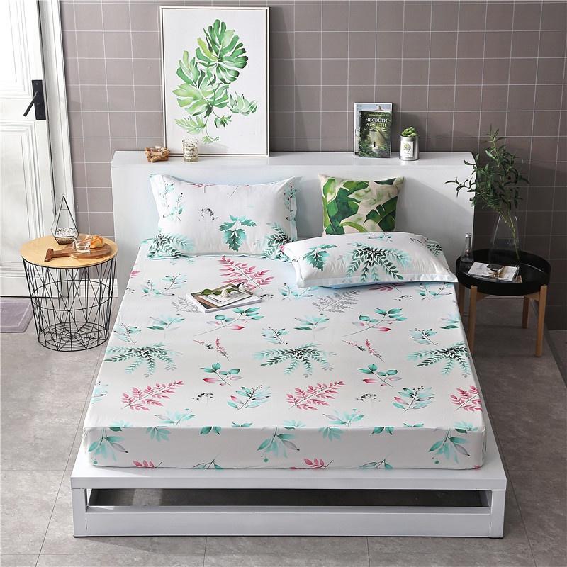 Luxurious Bedding Fitted Sheet Floral Flower Pillowcase Bed Cover With Elastic Cover