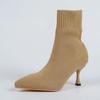 Fashion Women Boots Short High Heels Shoes for Women Autumn Winter Botas Mujer Knitted Ankle Boots Black Sock Women Heels Boots Female
