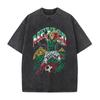 Anime Football Printed T-shirt Vintage Washed Oversized T Shirt Summer Short Sleeve Cotton Tees Tops Clothing