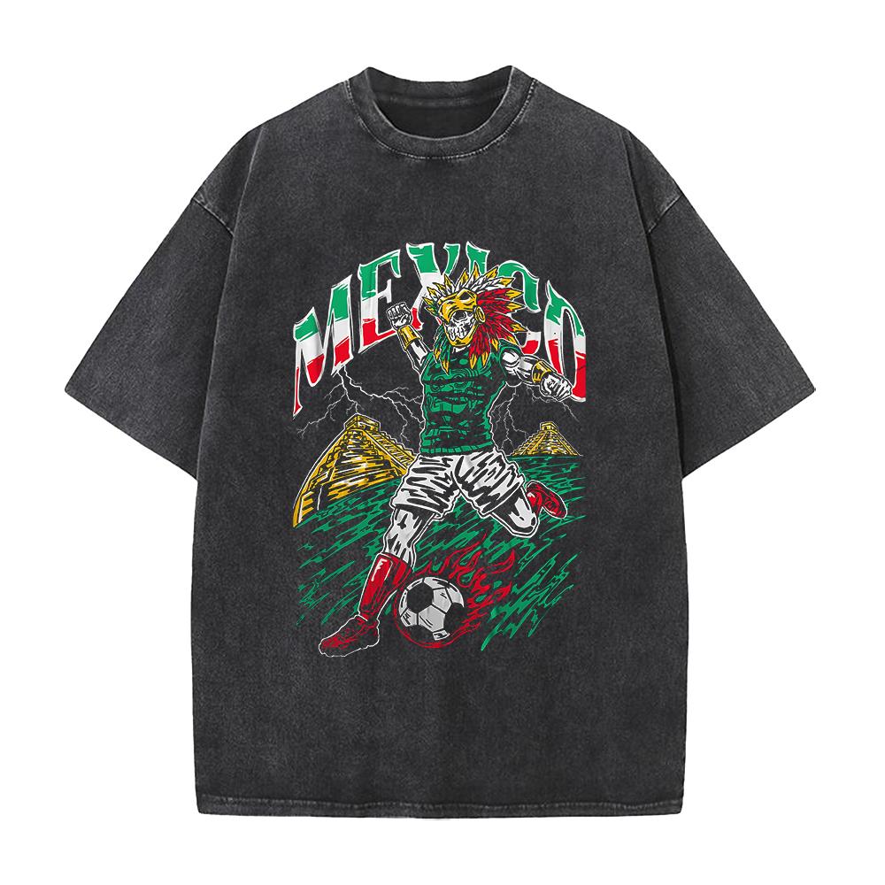 Anime Football Printed T-shirt Vintage Washed Oversized T Shirt Summer Short Sleeve Cotton Tees Tops Clothing