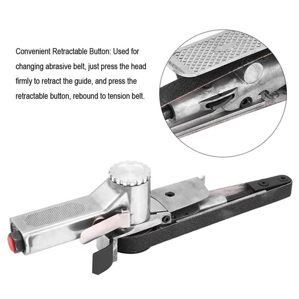 YWHWLX Air-Powered Belt Sander/Polisher, 16000rpm, Compact and Easy to Use, for Metalworking, Machining, Polishing, Deburring, and More (10 x 330mm)