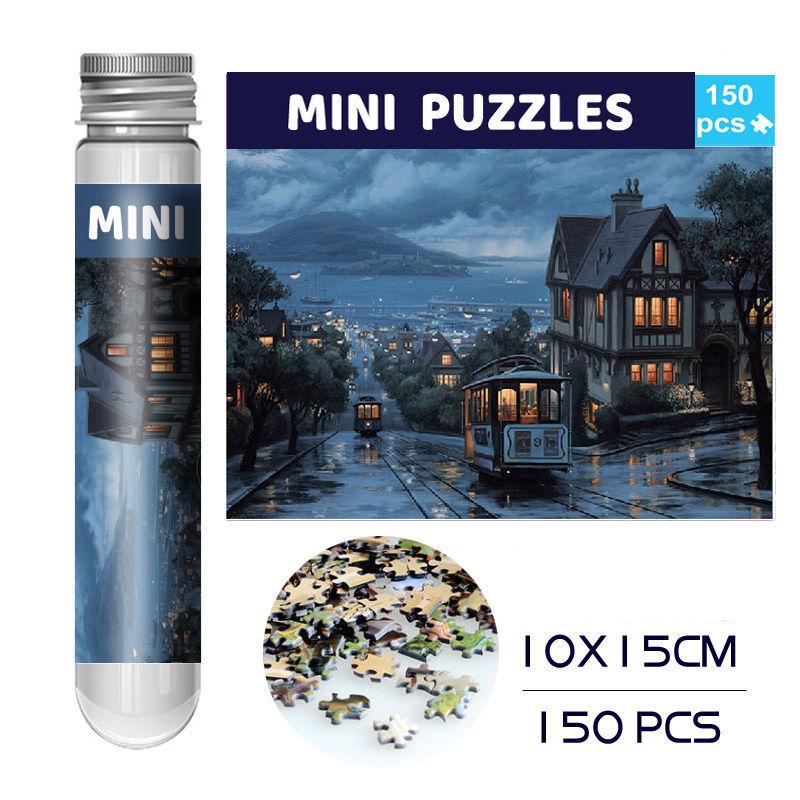 

150Pcs Jigsaw Pocket Multi-Type Landscape Puzzle Game Test Tube Packaging Travel Puzzle Toys Diy Jigsaw Puzzle Toys Kids