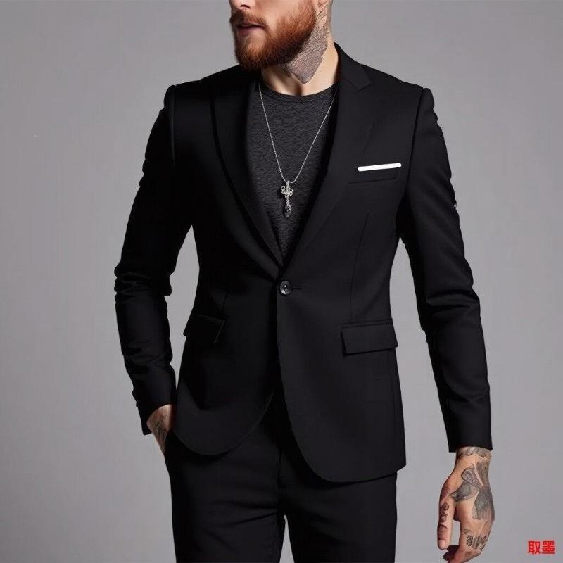 Men Casual Business Slim Fit Solid Blazer Suit Jacket