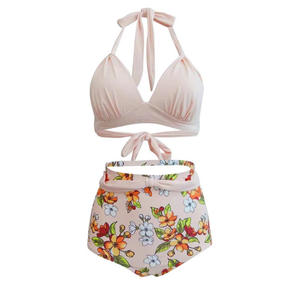 

Европейский и американский сексуальный купальник в горошек большого размера с высокой талией, женский купальник с бретельками и разрезом 3XL