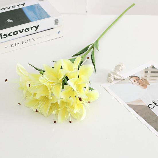 Lily Bouquet Not Fade Non-Withering Easy Care No Watering Aesthetic Decorative Soft Rubber 10 Head Simulation  Small Lilies Wedding Decor
