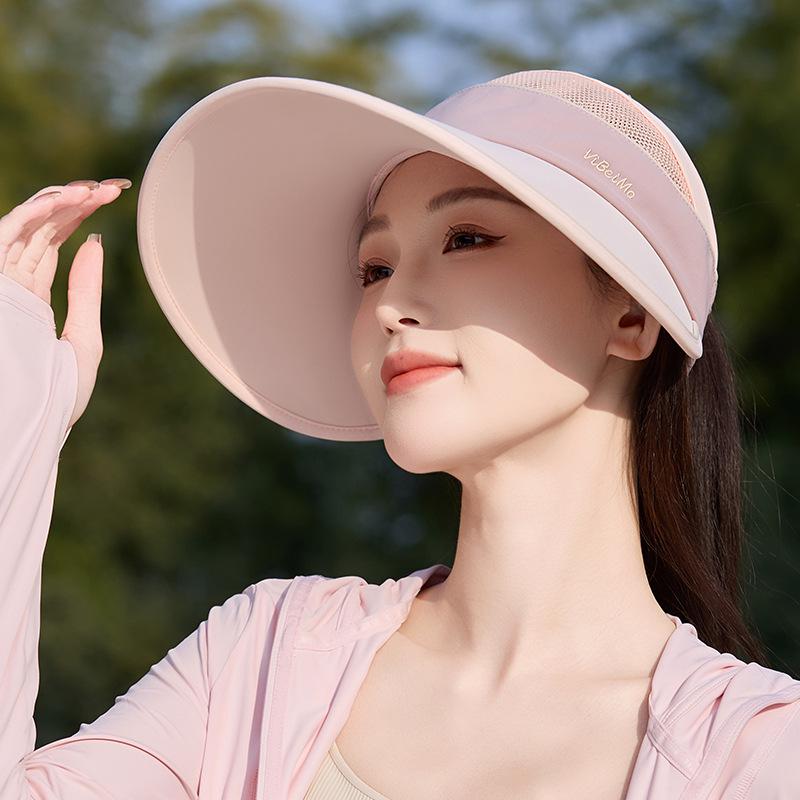 Women's Quick-Dry Ice Silk Sun Hat with Large Brim - Summer Open Top, Korean Style, for Large Head Circumference