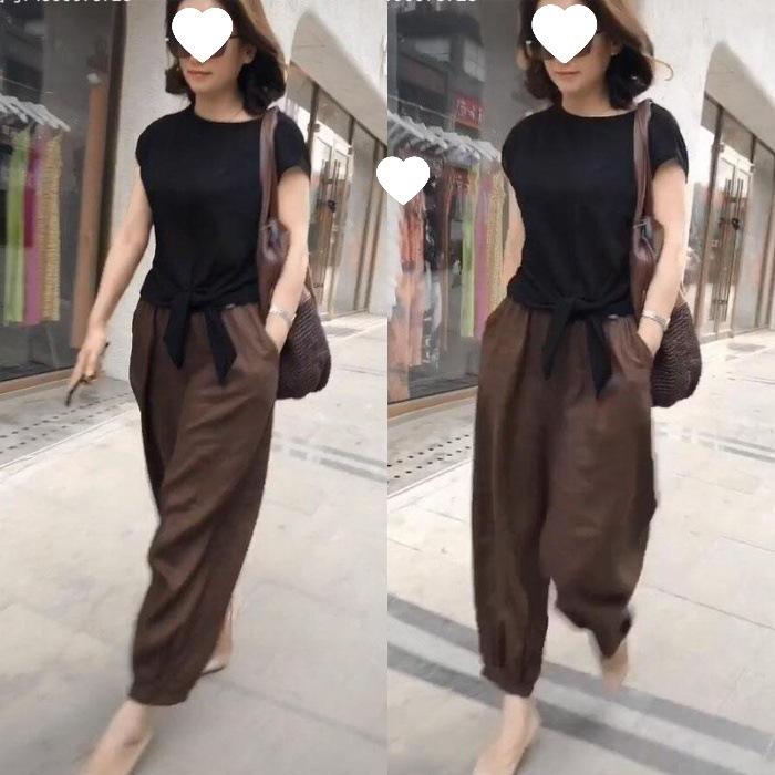 

Harem Pants Suit for Women Summer Short-sleeved T-shirt for Women Loose Casual Fashion Two-piece Set 3XL