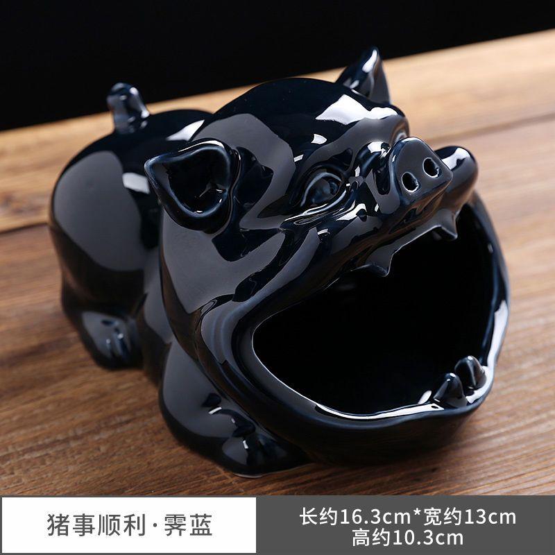 New Household Cute Cartoon Fu Pig Dog Ashtray Creative Ceramic Ashtray Personalized Trend Windproof Fly Ash