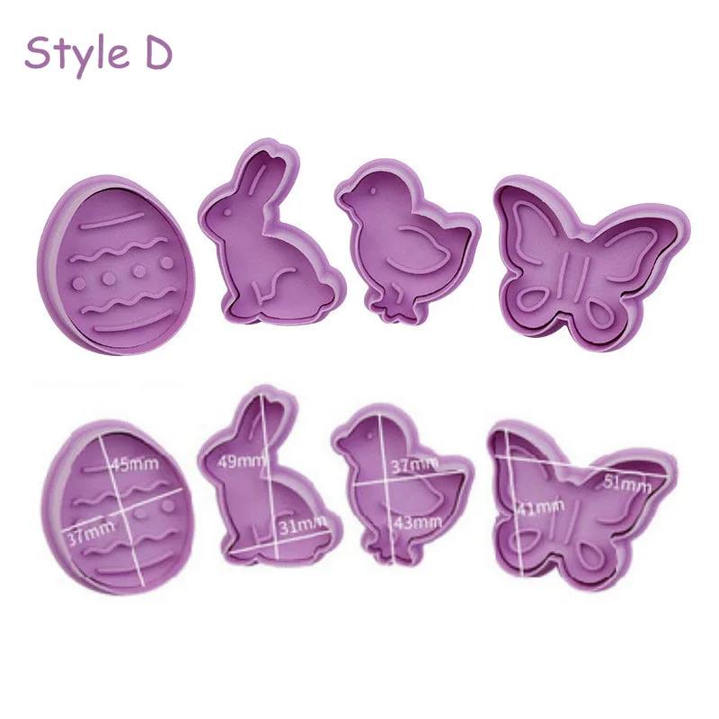 9Pcs Easter Bunny Cookie Cutters Jar Sauce Chocolate Stamp Mold Rabbit Egg Biscuit Fondant Embosser Mold Cake Decor Baking Tools