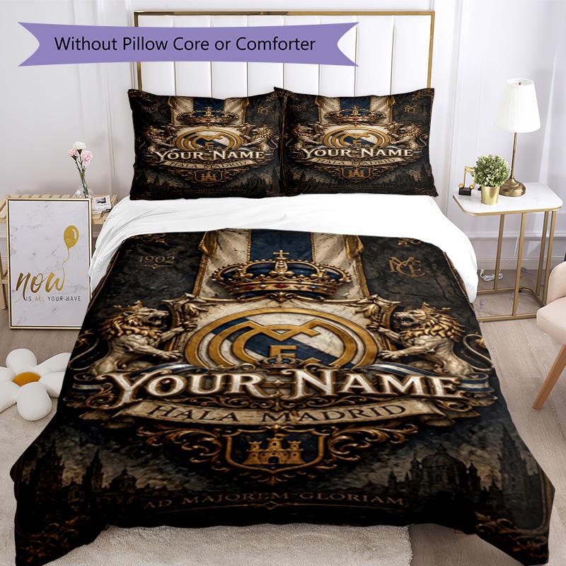 Real Madrid Club Customized Name Bedding Set Perfect for Study room Soft Bedding Home Decor Best for Christmas