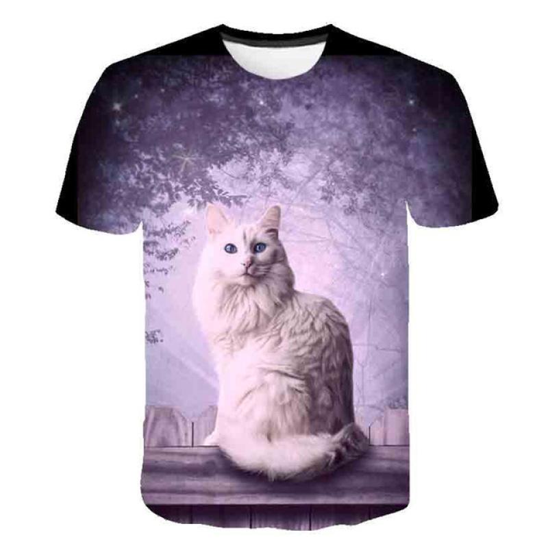 Cat Girls T Shirt Clothes Boys Girls Animal Children 3D T-Shirt Kids Summer Cat Lively Cute Funny Baby T Shirts Tops 2023 3-14Y