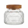 Elegant Food Storage Jar Embossed Glass Canister for Kitchen Organization Airtight Wooden Lid Coffee Tea Nut Container