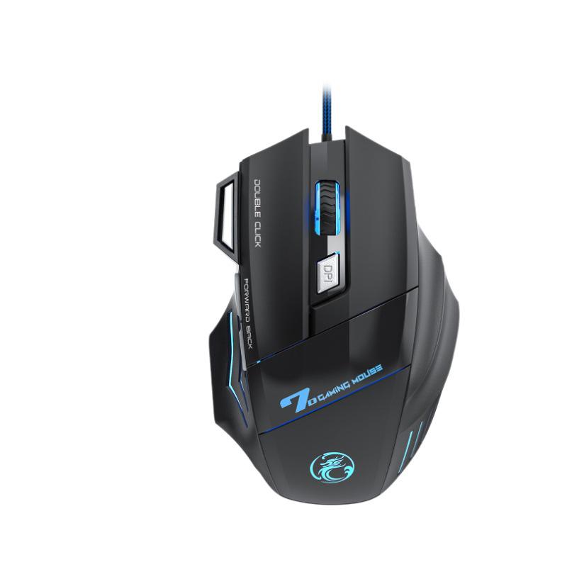 Souris Gaming Filaire IMICE X7: Design Lumineux Coloré, 7 Boutons, Bouton de Tir, Long Câble USB