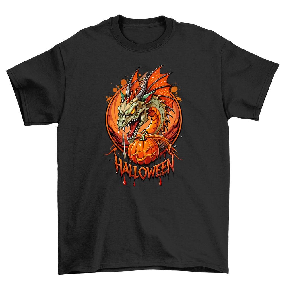 Dragon Pumpking Halloween_253 T-Shirt - Funny and Spooky! Unisex Cotton Tee. Roa