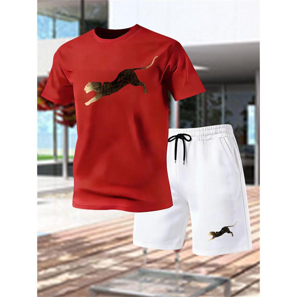 Summer Outdoor Sports Set Men's Breathable T-shirt and Shorts Casual Fashion Two Piece Set