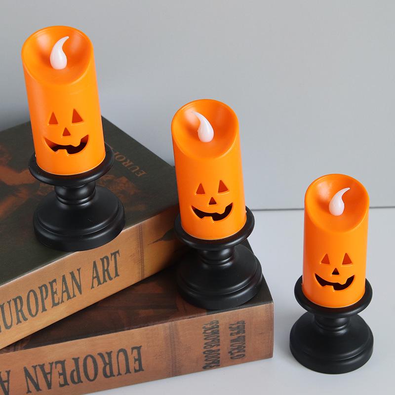 LED Halloween Pumpkin Candle Lamp - Creative Ornament and Night Light for Festive Decoration