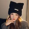 Japanese Cat Ear Wool Hat for Women In Autumn and Winter Warm Cute Knitted Hat Korean Version Versatile Cold Pullover Cold Hat